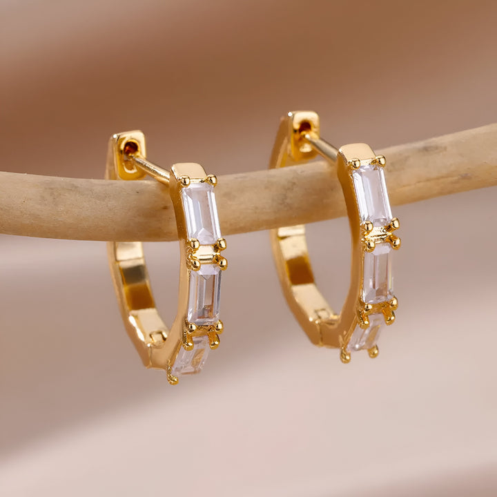 Rectangle Zircon Earrings